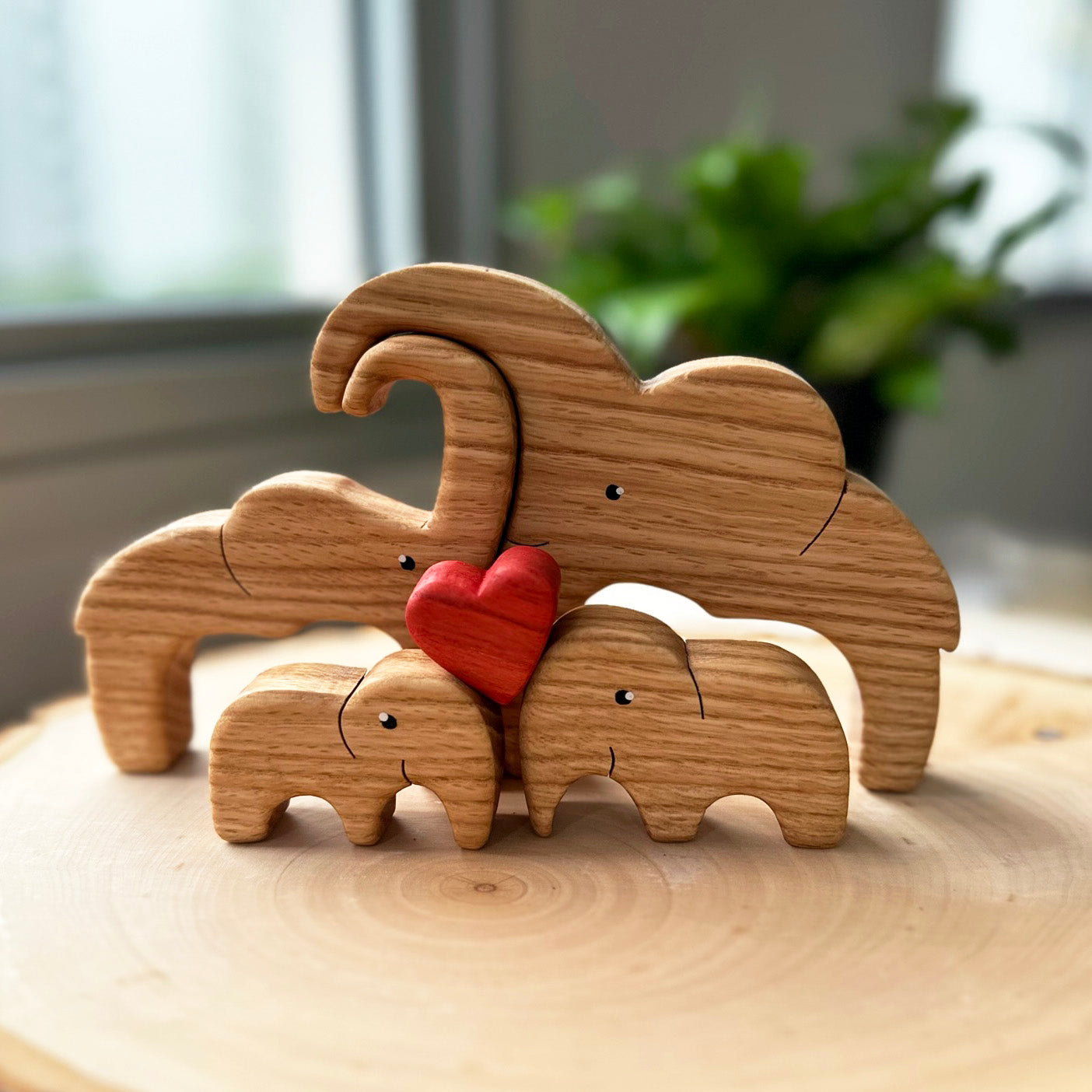 Wooden best sale elephant family