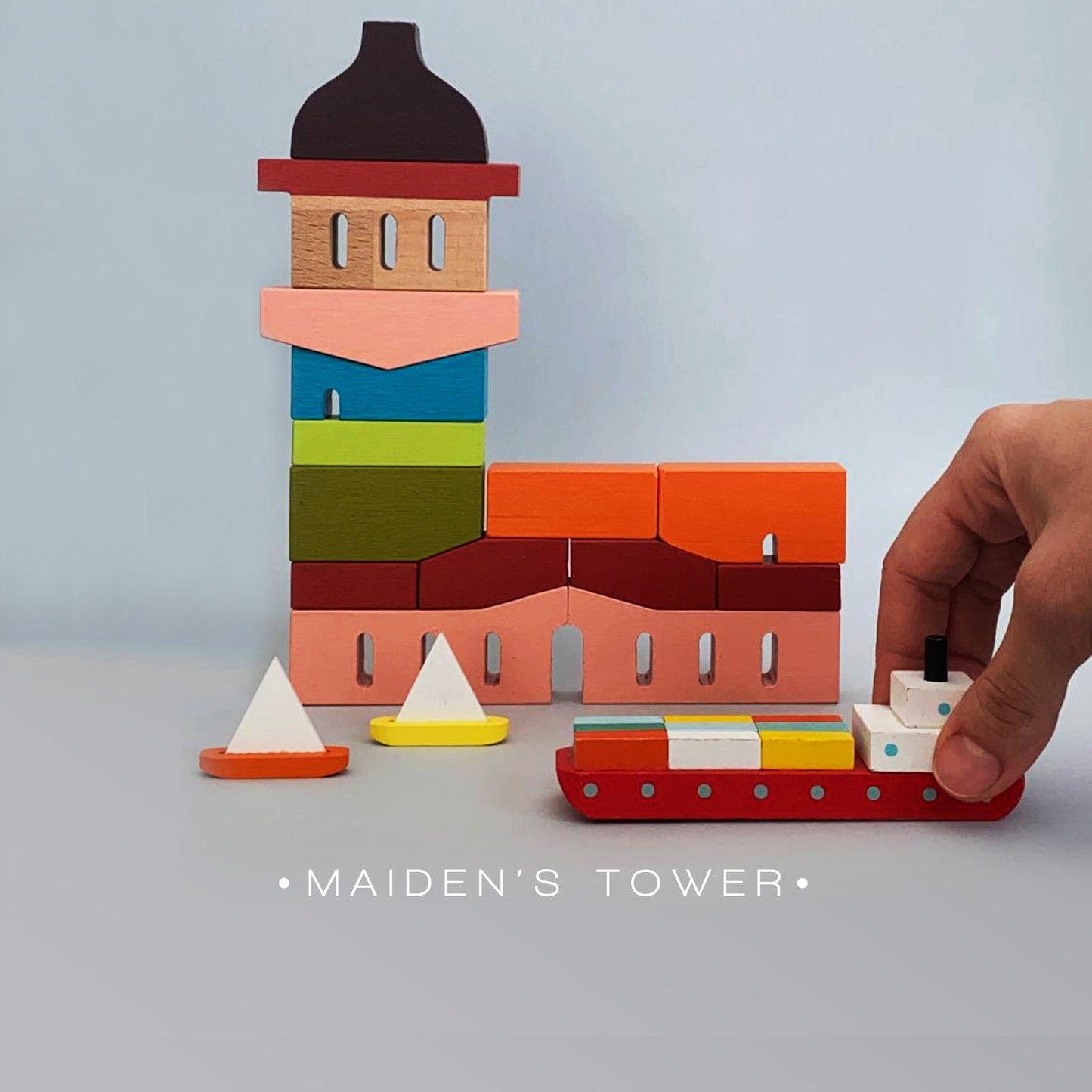Famous landmarks - Istanbul Maiden's Tower wooden blocks