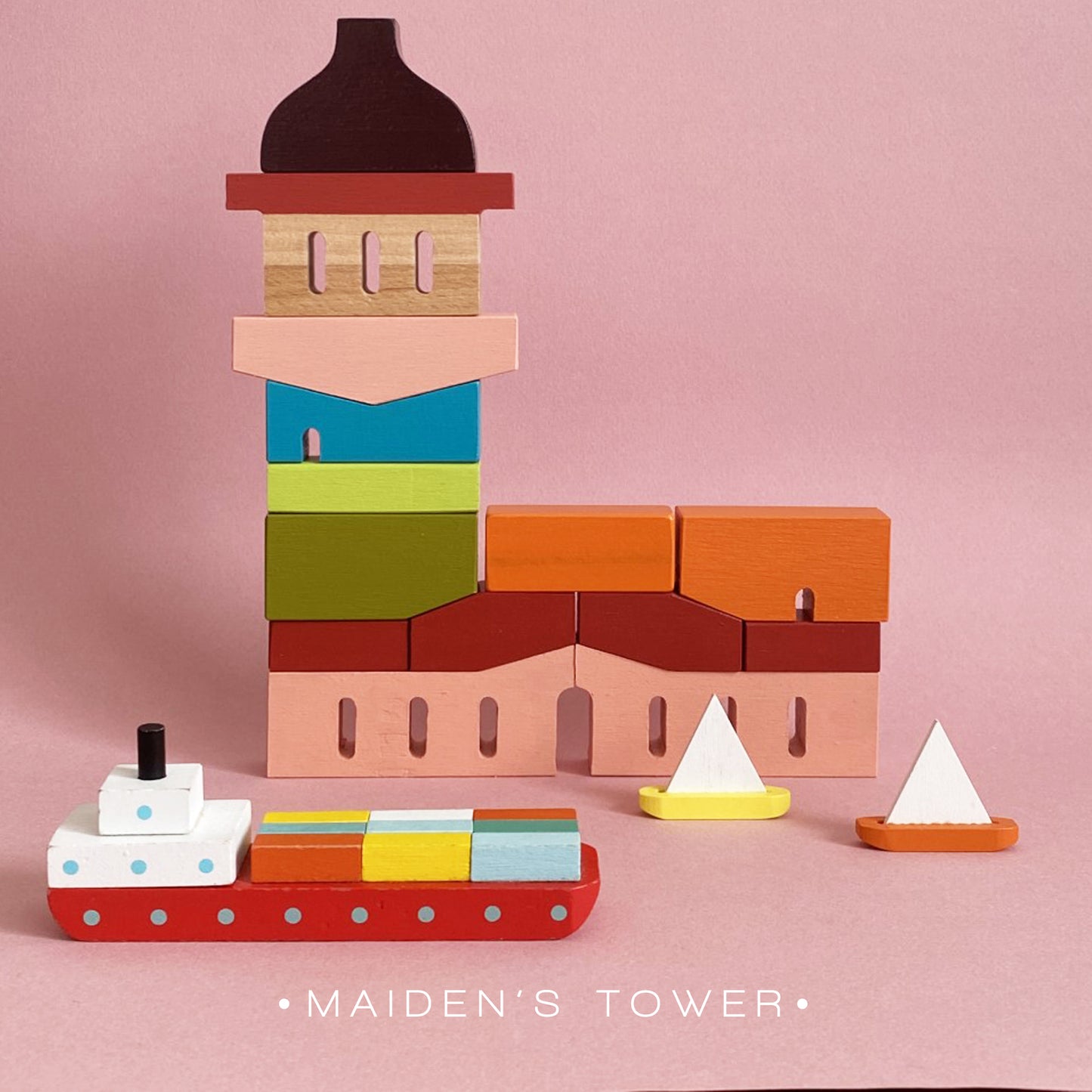Famous landmarks - Istanbul Maiden's Tower wooden blocks
